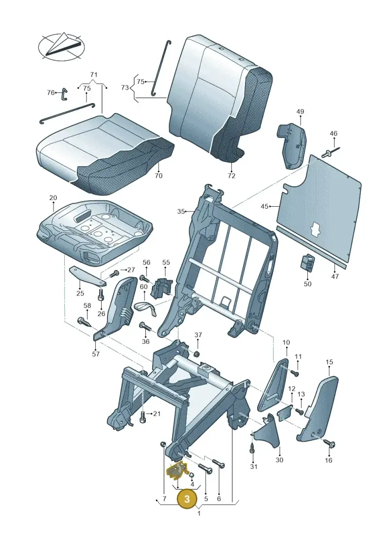 7H0883389C — Volkswagen Caravelle (2019-2024) diagram 861883220, position 3