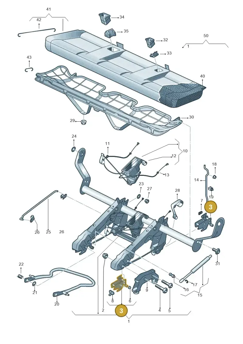 7H0883389D — Volkswagen Transp. caravelle (2011-2015) diagram 410885200, position 3