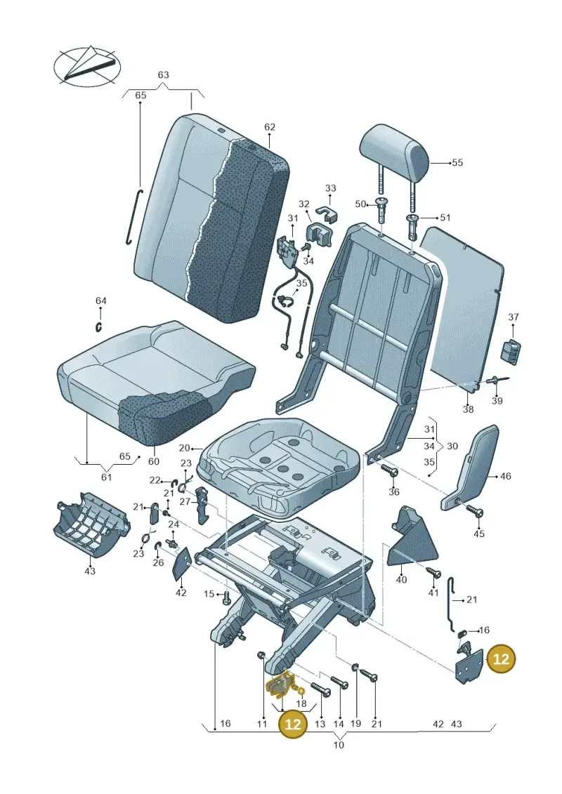 7H0883389D — Volkswagen Caravelle (2019-2024) diagram 861883200, position 12