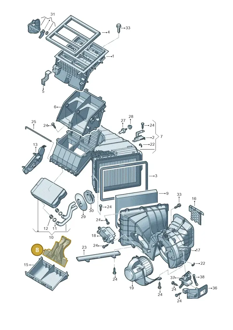7H0898409 — Volkswagen Caravelle (2015-2019) diagram 679819000, position 8