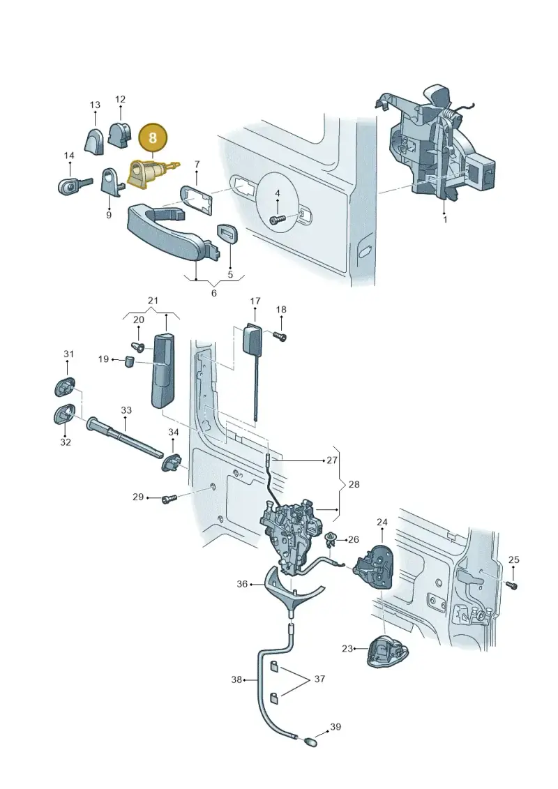 7H0898710A — Volkswagen Caravelle (2015-2019) diagram 410843800, position 8