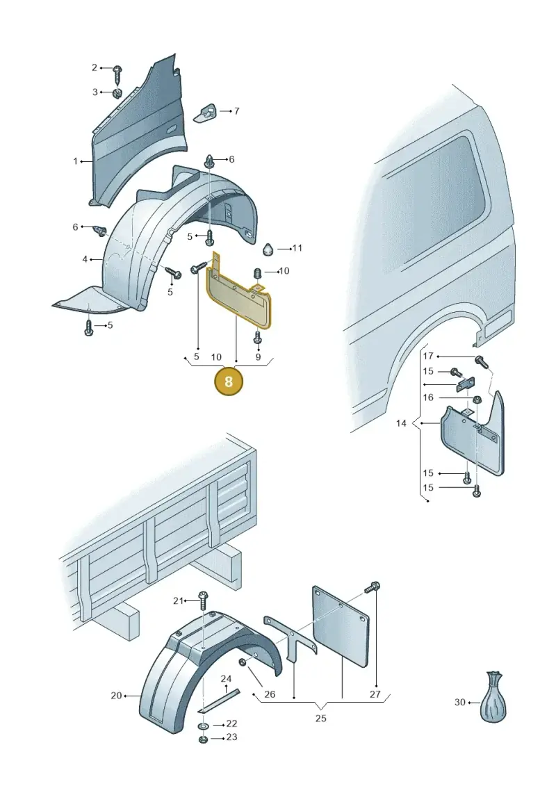 7H0898809 — Volkswagen Transp. caravelle (2011-2015) diagram 410821100, position 8