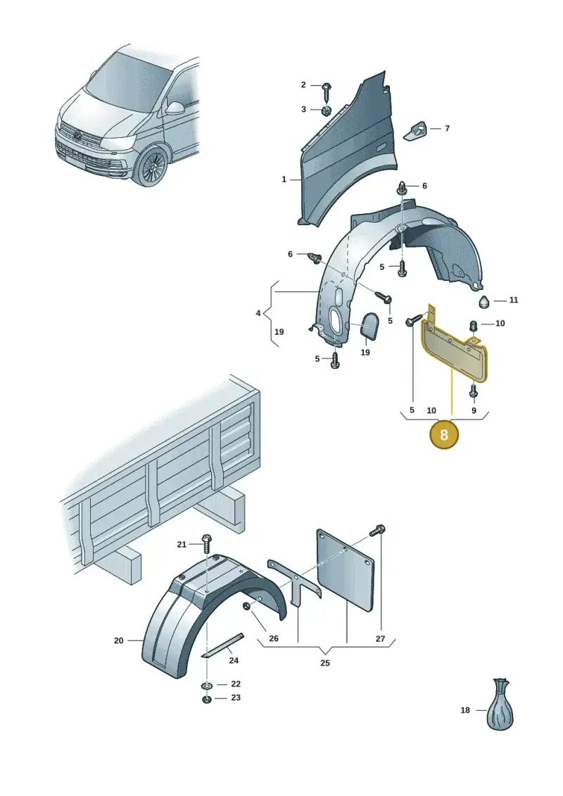 7H0898809 — Volkswagen Single-cab transp. (2019-2024) diagram 7fp821100, position 8