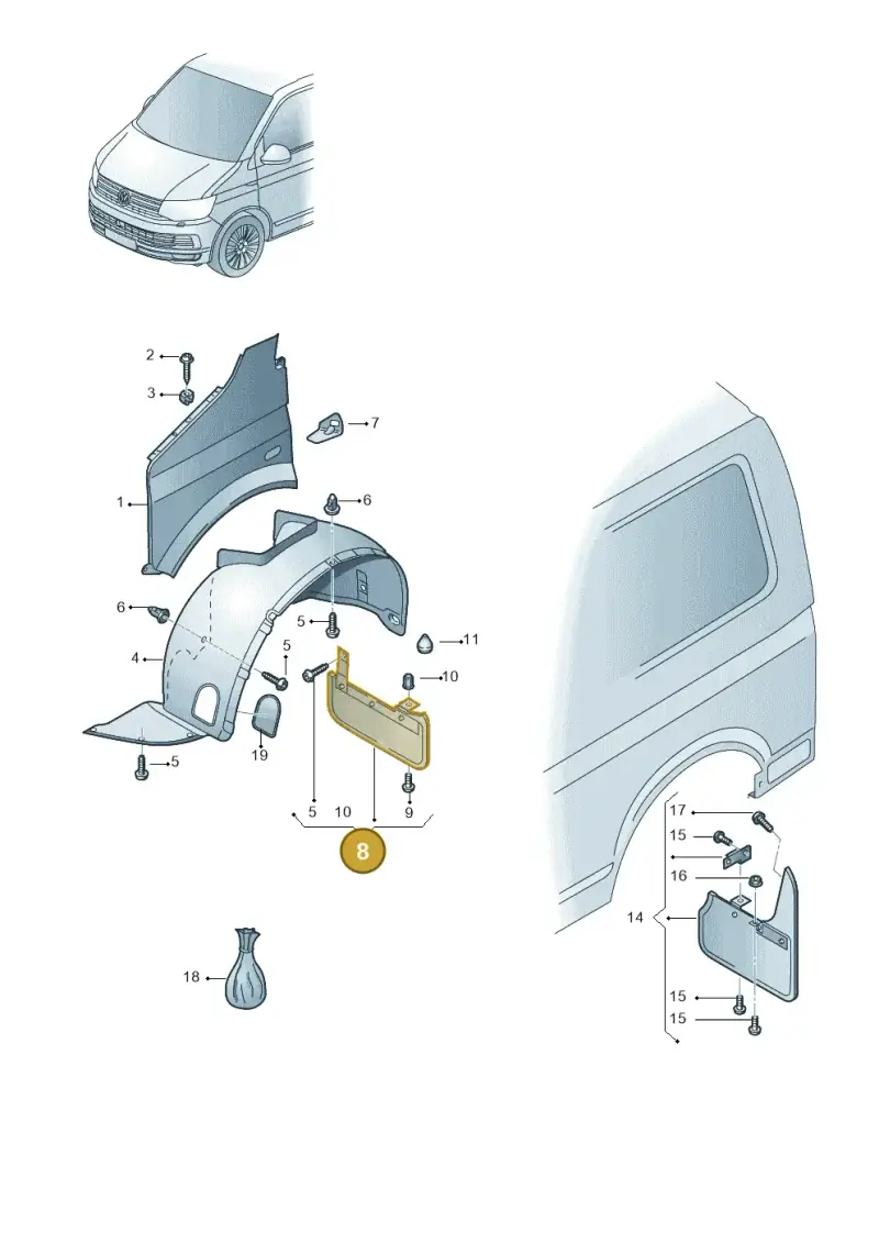 7H0898809 — Volkswagen Caravelle (2015-2019) diagram 861821100, position 8