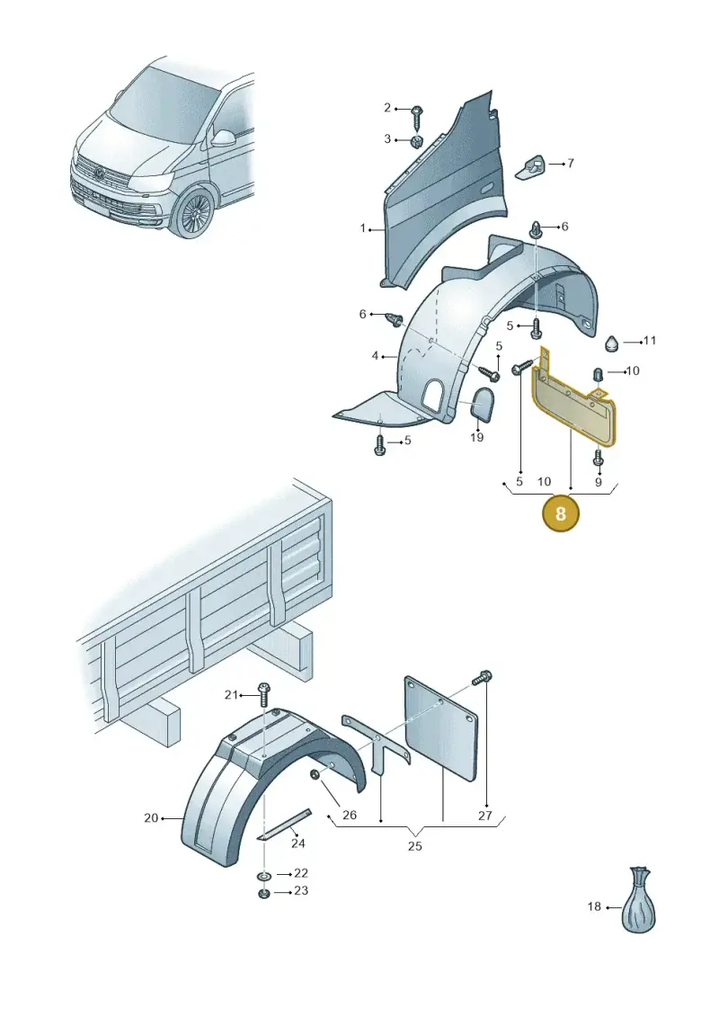 7H0898809 — Volkswagen Single-cab transp. (2015-2019) diagram 862821100, position 8