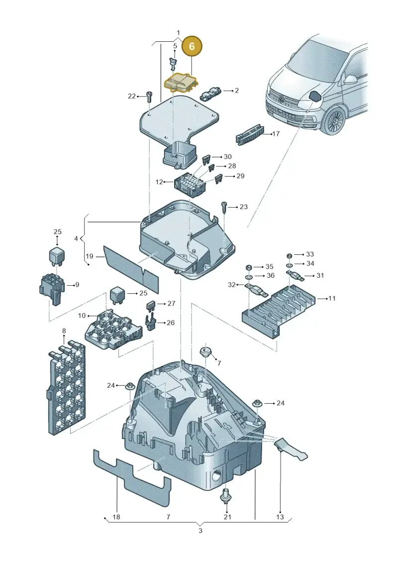 7H0907613 — Volkswagen Caravelle (2015-2019) diagram 861937100, position 6