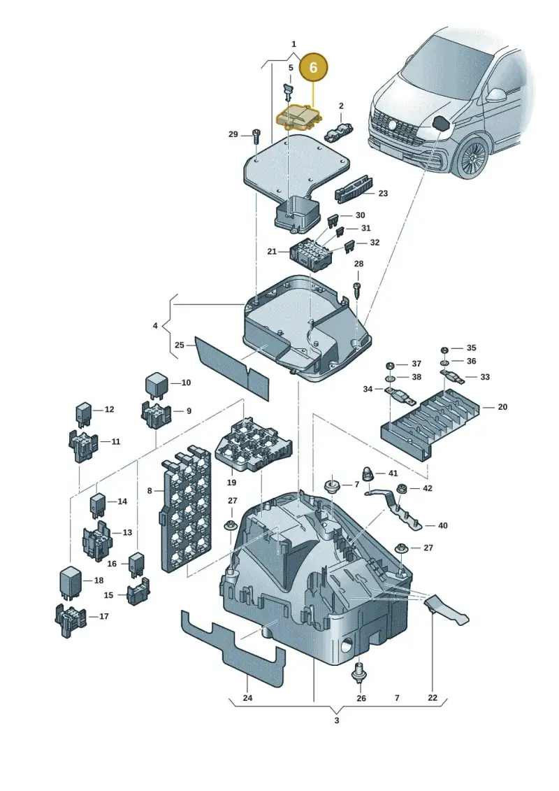 7H0907613 — Volkswagen Transport. multivan (2019-2024) diagram 7ep937020, position 6
