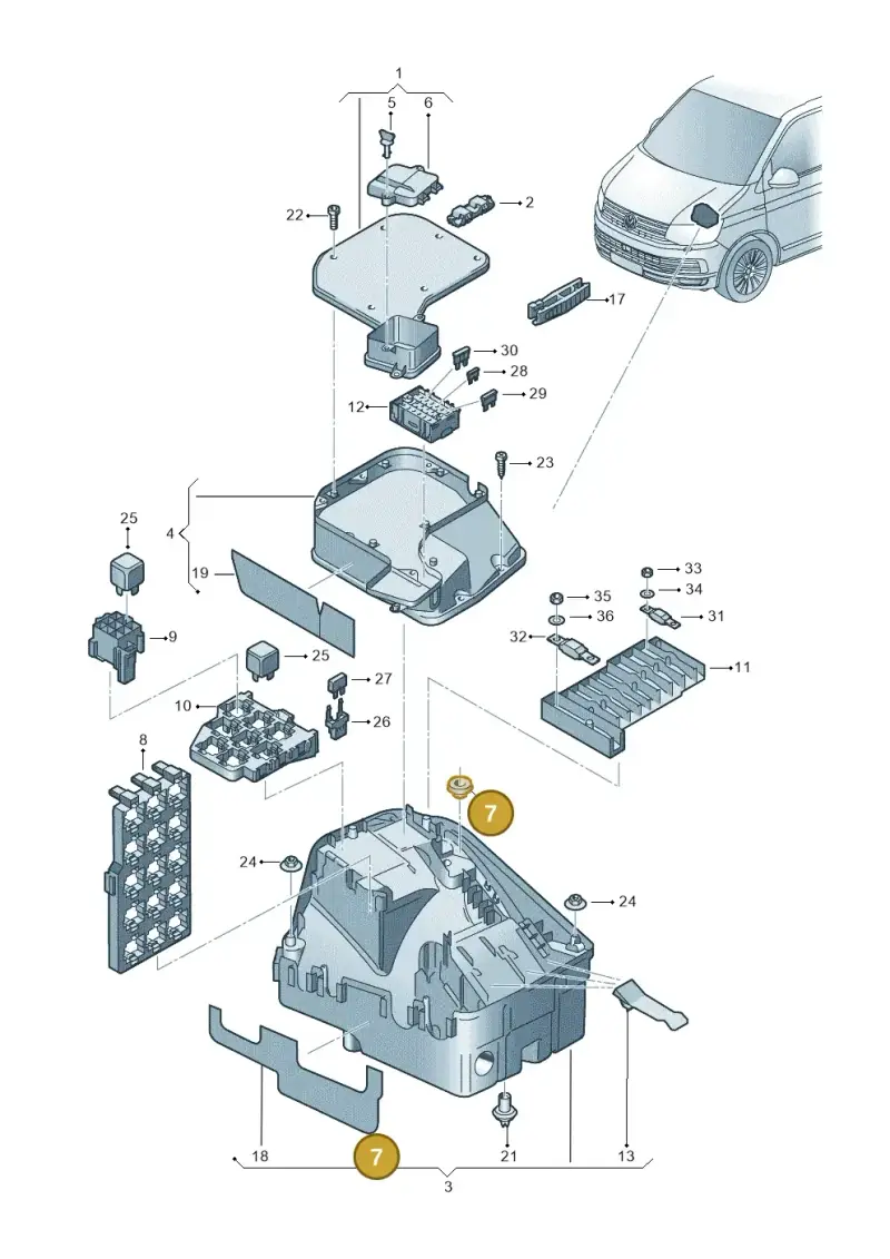 7H0907905 — Volkswagen Caravelle (2015-2019) diagram 861937100, position 7