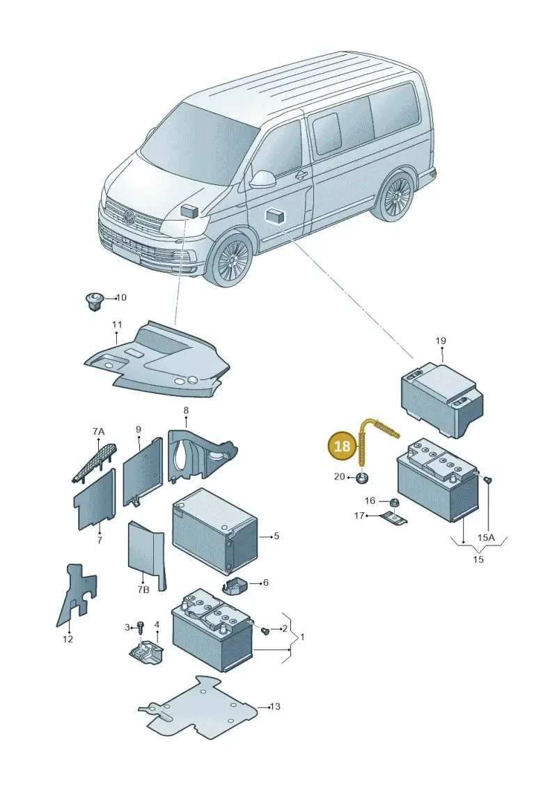 7H0915531B — Volkswagen Caravelle (2015-2019) diagram 861915000, position 18