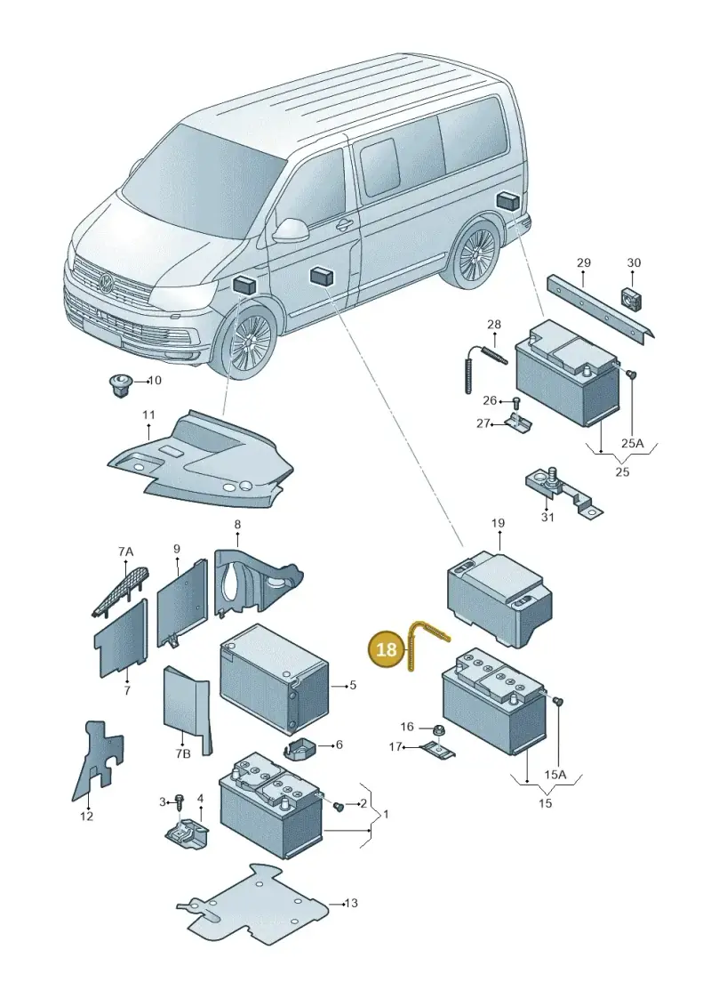 7H0915531B — Volkswagen California Camper (2015-2019) diagram 871915000, position 18