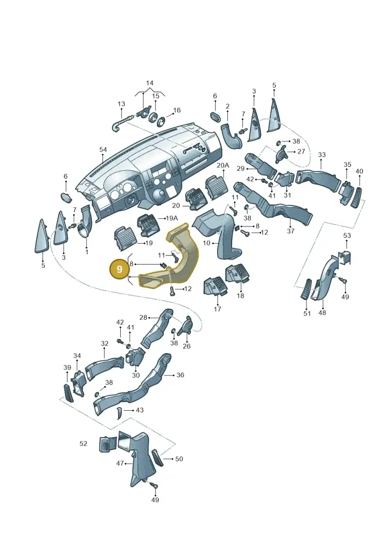 7H1819657B — Volkswagen Transp. caravelle (2008-2009) diagram 410819050, position 9