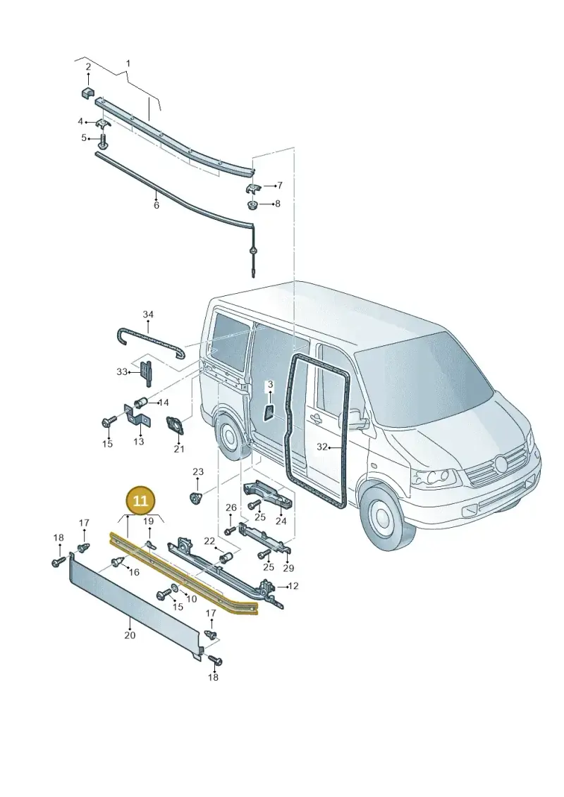 7H1843872AD — Volkswagen Transp. caravelle (2011-2015) diagram 410843500, position 11