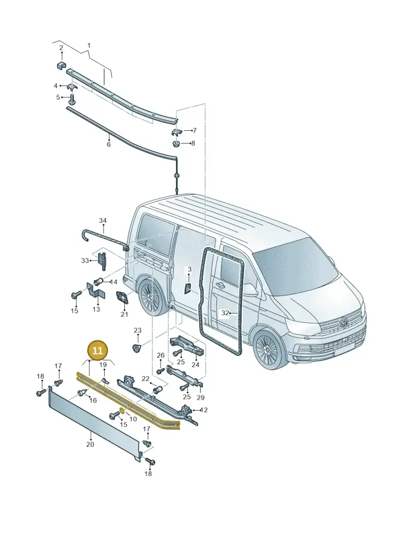 7H1843872AD — Volkswagen Transport. multivan (2019-2024) diagram 861843500, position 11