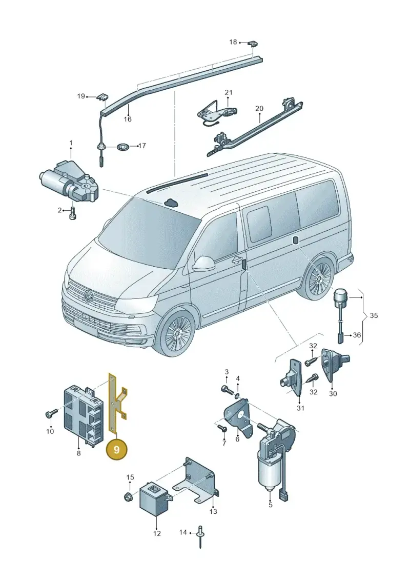 7H1937535F — Volkswagen Caravelle (2015-2019) diagram 861959000, position 9