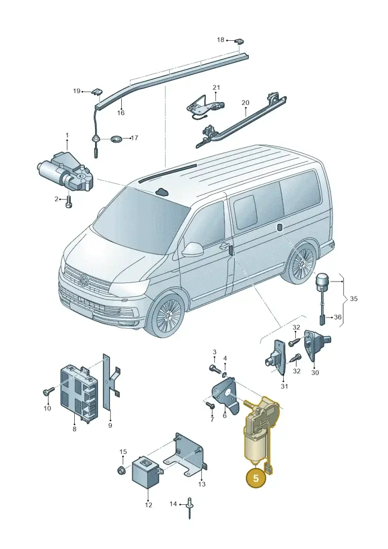 7H1959245A — Volkswagen Caravelle (2015-2019) diagram 861959000, position 5