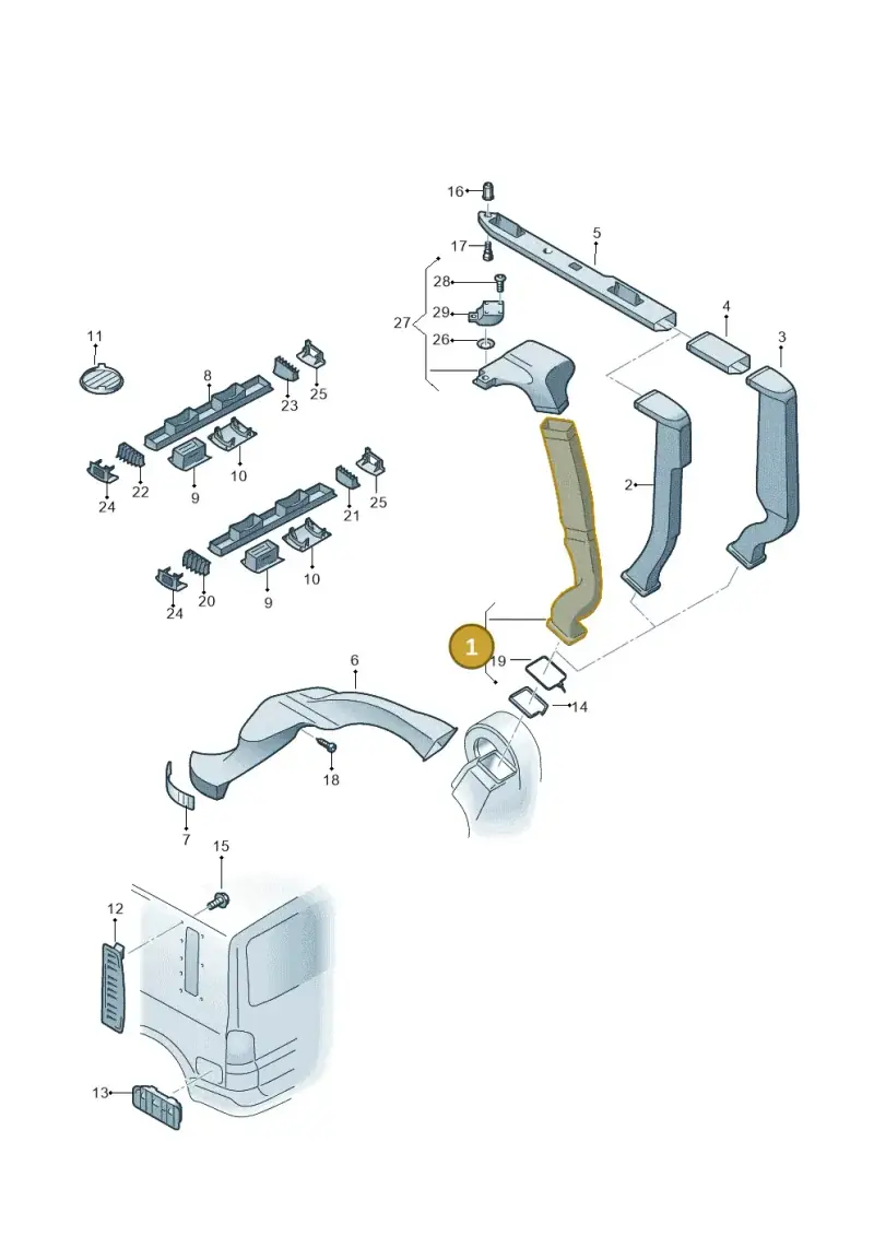 7H3820682 — Volkswagen Caravelle (2019-2024) diagram 659819100, position 1