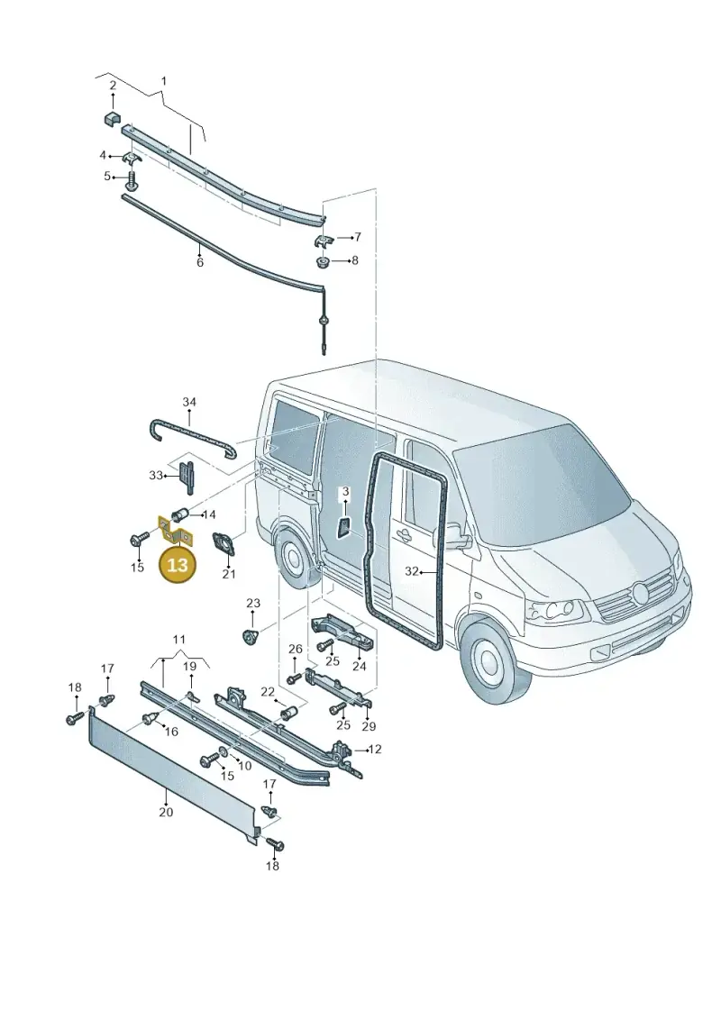 7H3843298 — Volkswagen Transp. caravelle (2011-2015) diagram 410843500, position 13