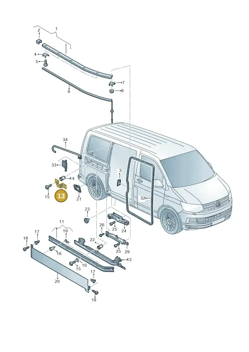 7H3843298 — Volkswagen Transport. multivan (2019-2024) diagram 861843500, position 13