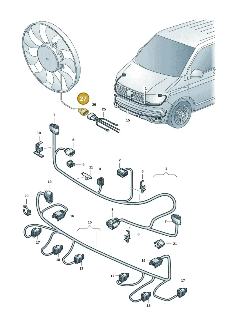 7H4906444 — Volkswagen Caravelle (2019-2024) diagram 7em971000, position 27