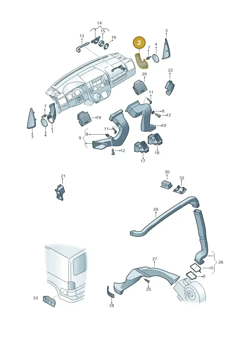 7H5819634 — Volkswagen California Camper (2009-2011) diagram 452819050, position 2