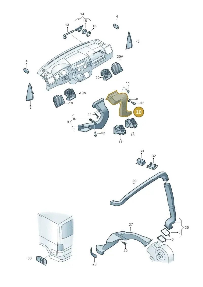 7H5819658E — Volkswagen California Camper (2011-2015) diagram 733819050, position 10