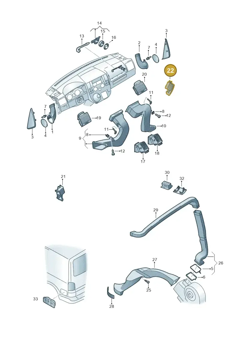7H5819952C — Volkswagen California Camper (2009-2011) diagram 452819050, position 22