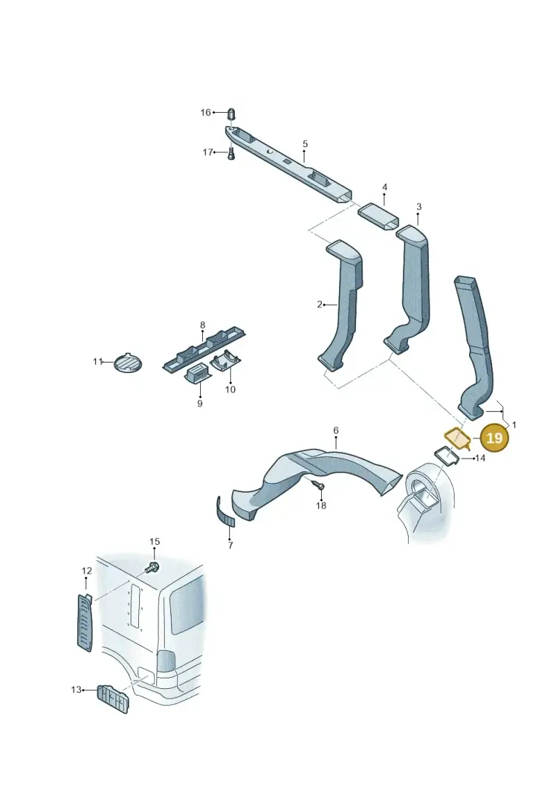 7H5820199 — Volkswagen TRANSPORTER GESCHL.    08 (2007-) diagram 410819100, position 19