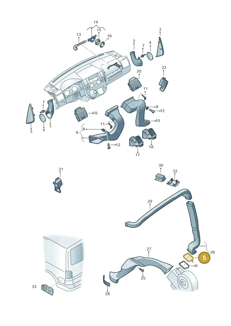 7H5820199 — Volkswagen California Camper (2009-2011) diagram 452819050, position 5