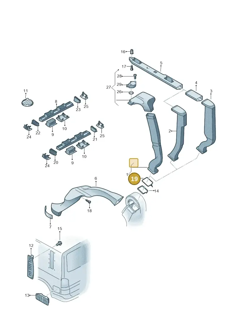 7H5820199 — Volkswagen Caravelle (2019-2024) diagram 659819100, position 19