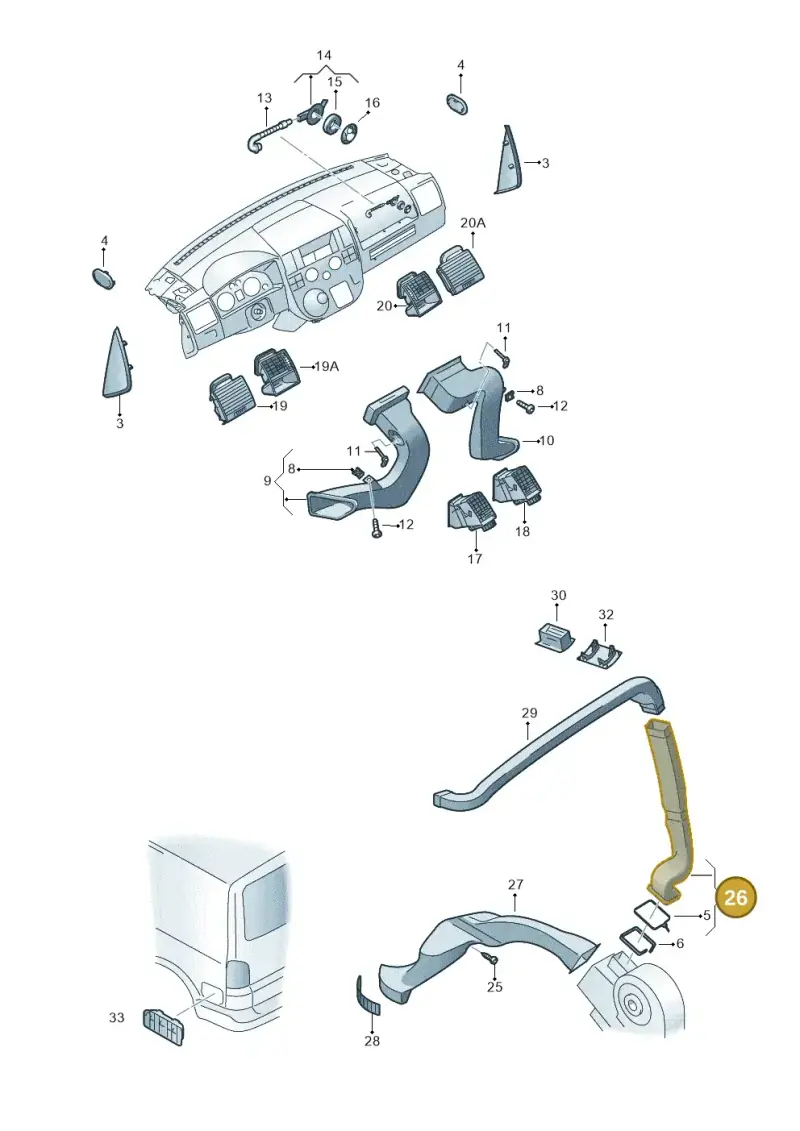 7H5820682 — Volkswagen California Camper (2011-2015) diagram 733819050, position 26
