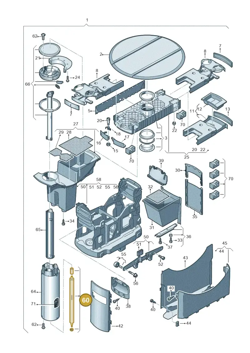 7H5861187A — Volkswagen Caravelle (2015-2019) diagram 410861200, position 60