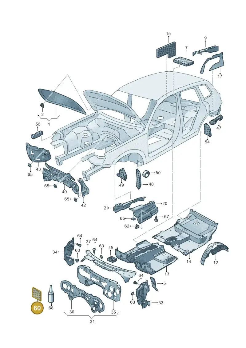 7H5863778 — Volkswagen Touareg (2012-2014) diagram 693863200, position 60