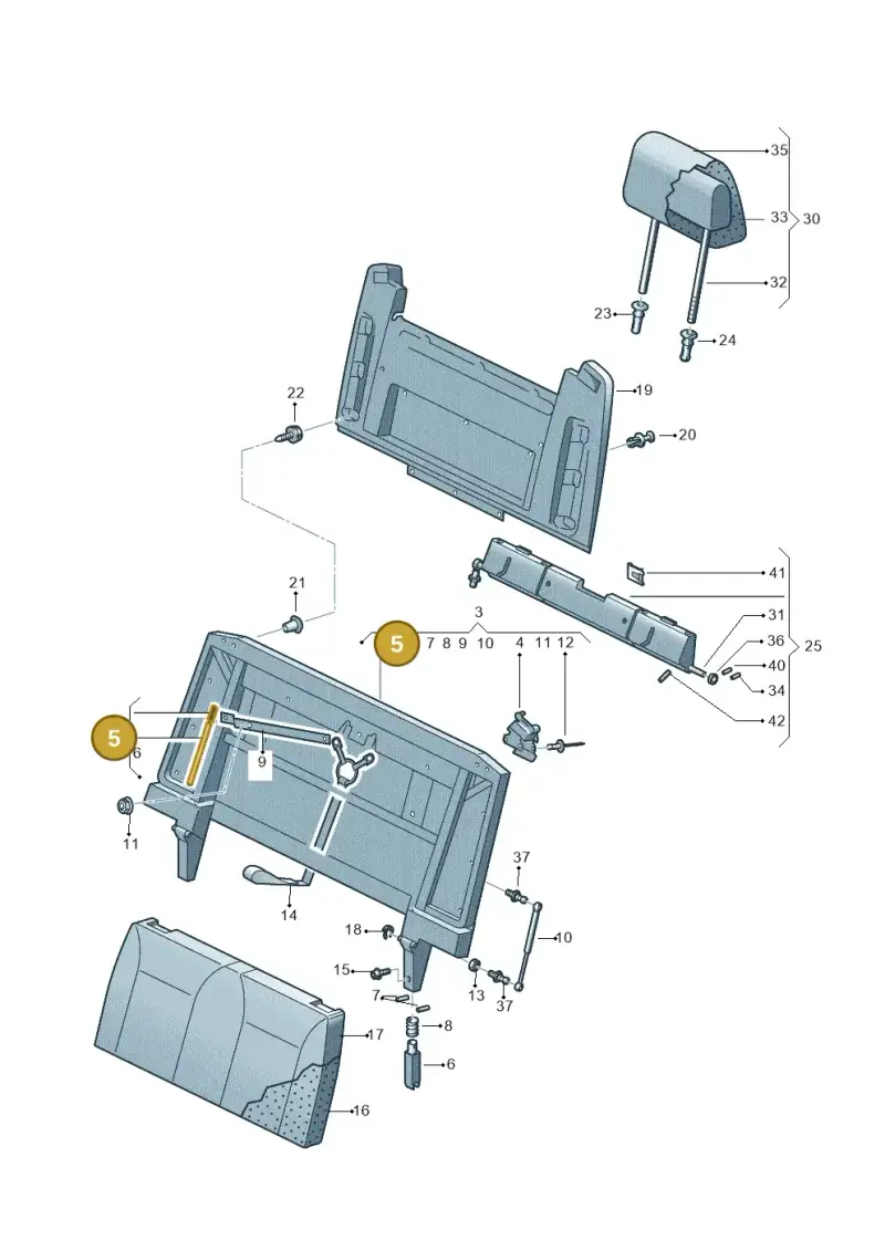7H7098394A — Volkswagen Caravelle (2019-2024) diagram 871067360, position 5