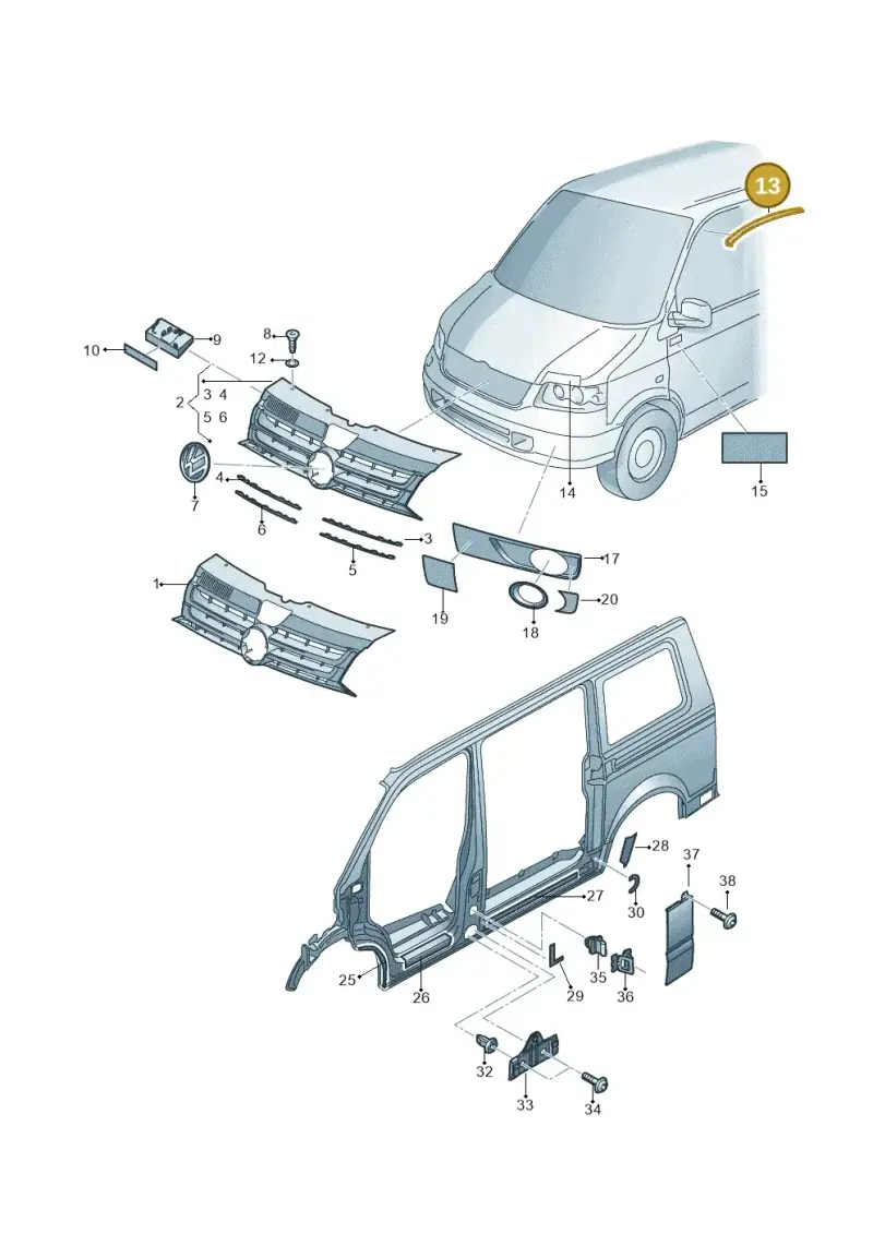 7H7875316A — Volkswagen Transp. caravelle (2011-2015) diagram 731853000, position 13
