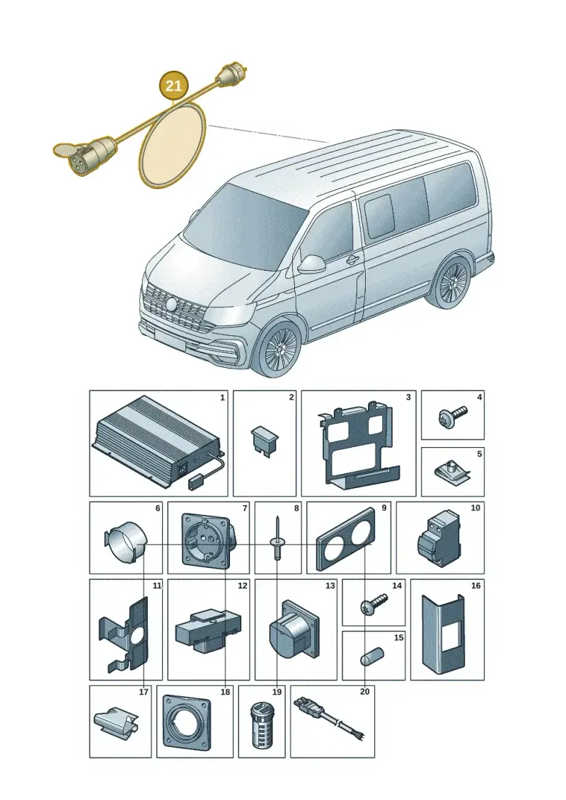 7H7972253 — Volkswagen Caravelle (2019-2024) diagram 7ep937100, position 21