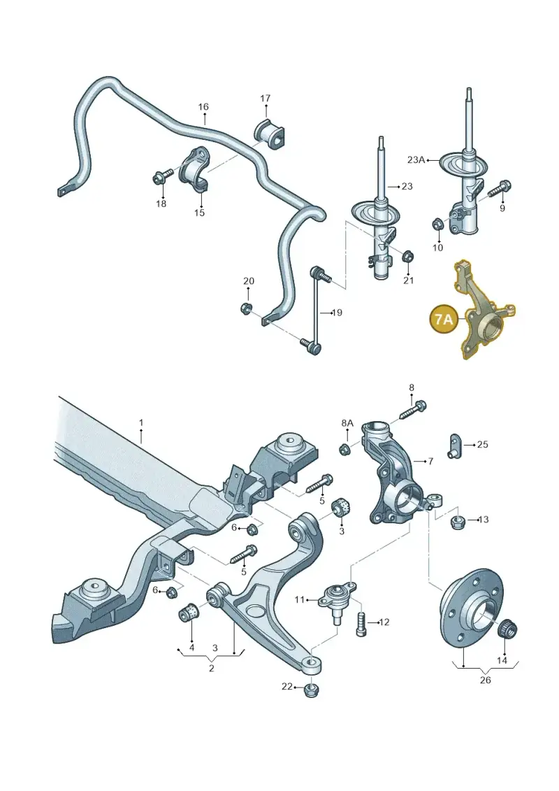7H8407258C — Volkswagen Single-cab transp. (2015-2019) diagram 410407000, position 7A