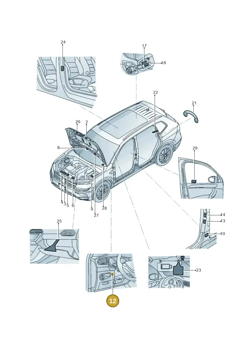 7L0010301A — Volkswagen Tiguan 2.0 4Motion (2017-2024) diagram 833010000, position 12
