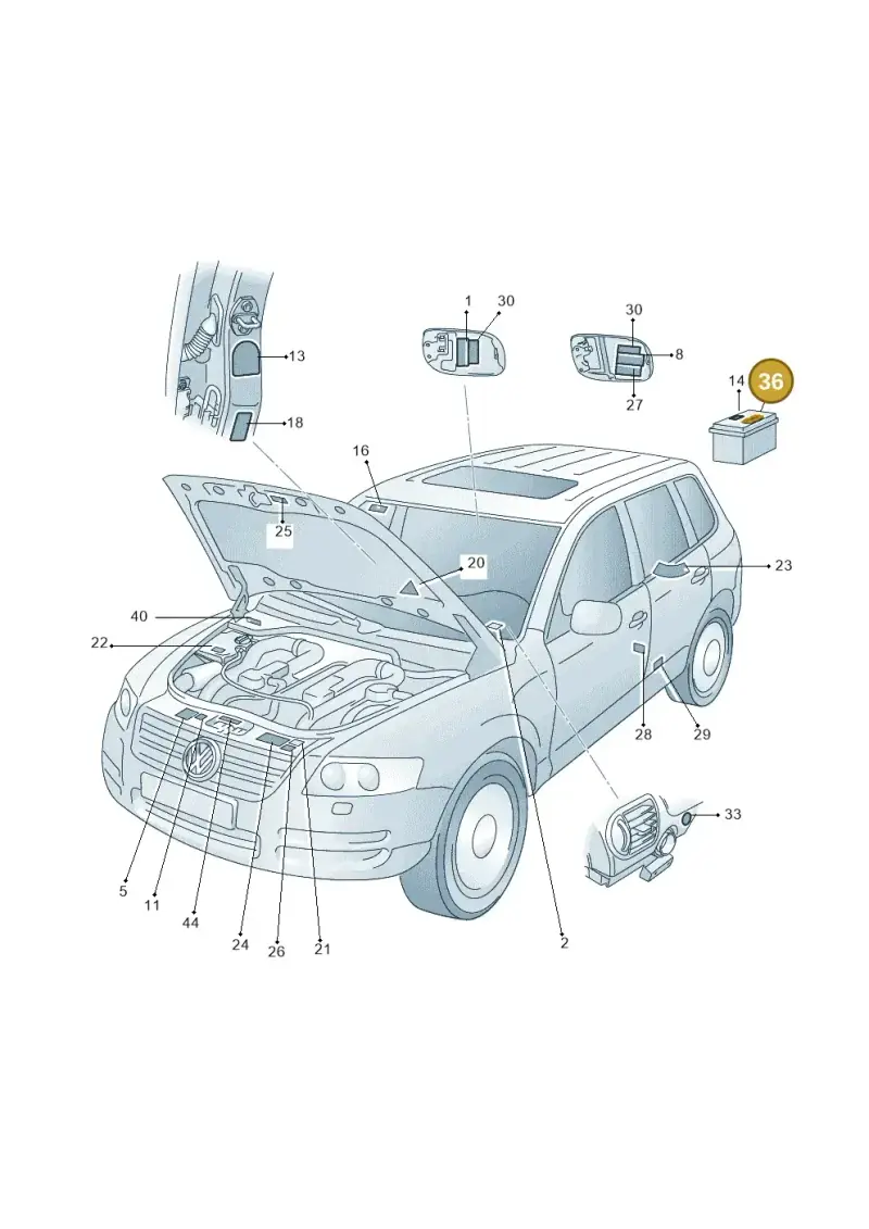 7L0010315N — Volkswagen Touareg                08> (2007-) diagram 616010000, position 36