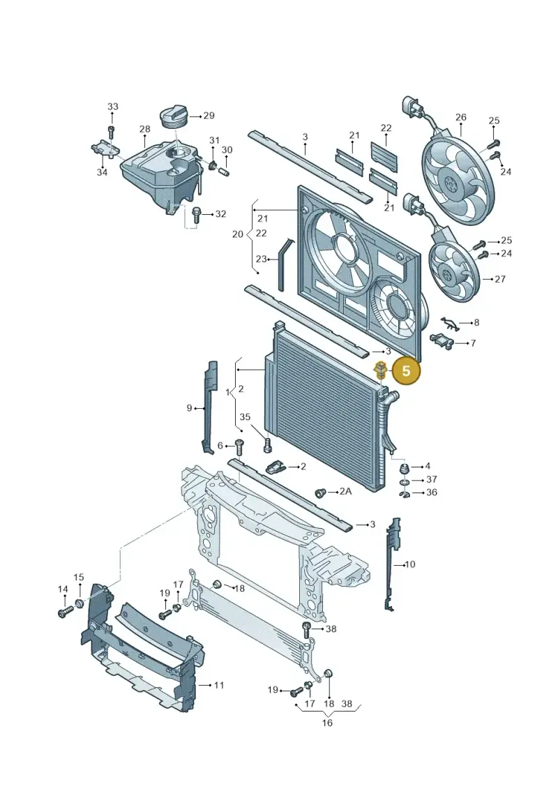7L0121276A — Volkswagen Touareg                08> (2007-) diagram 616121700, position 5
