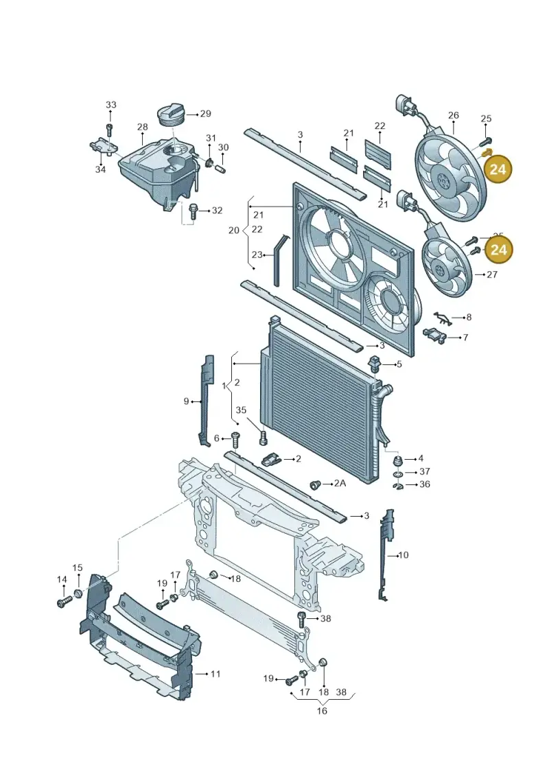 7L0121953A — Volkswagen Touareg                08> (2007-) diagram 616121700, position 24