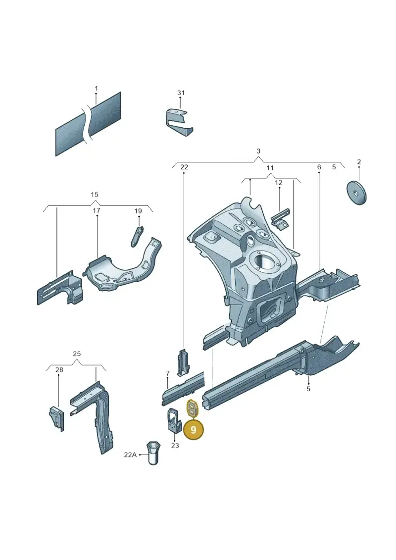 7L0803410 — Volkswagen Touareg (2012-2014) diagram 693803100, position 9