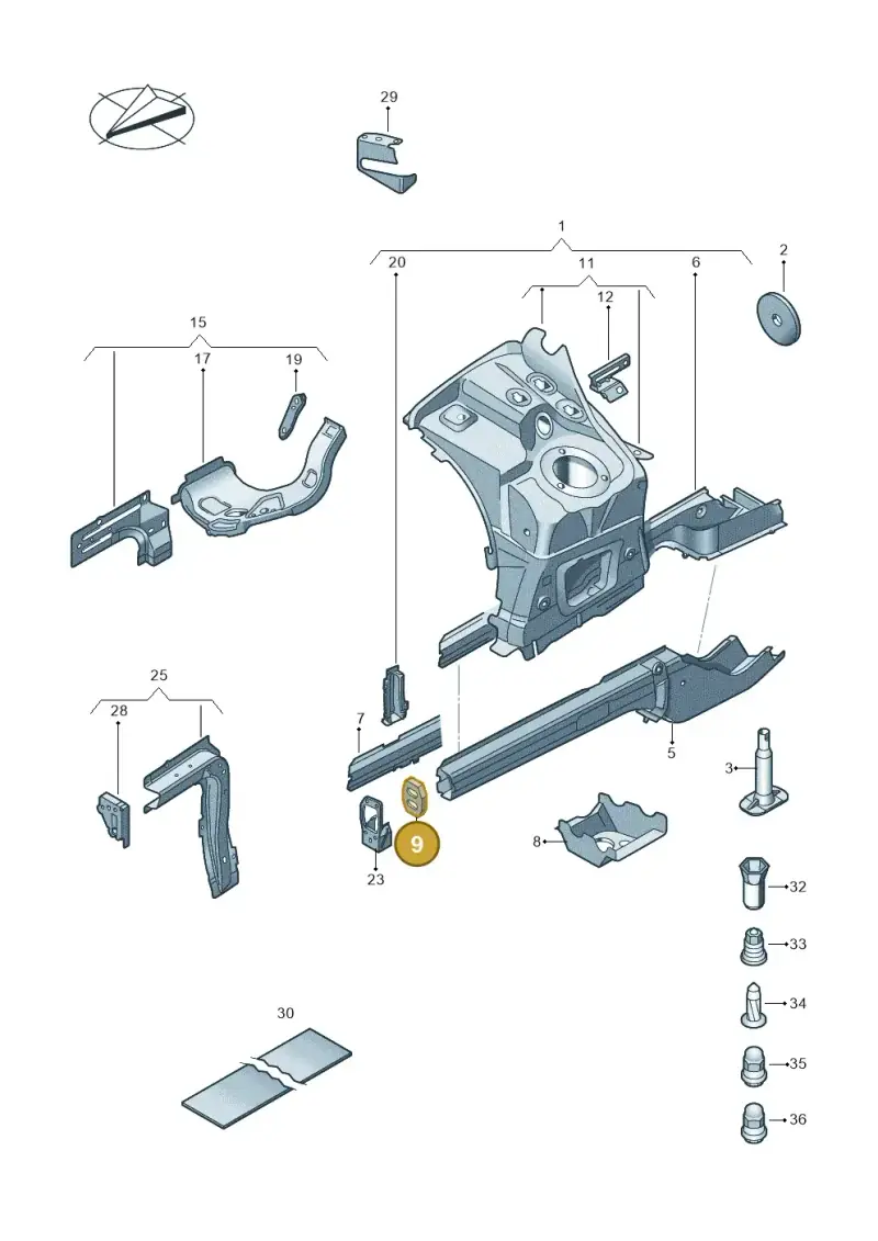 7L0803410 — Volkswagen Touareg BlueMotion (2014-2018) diagram 787803100, position 9
