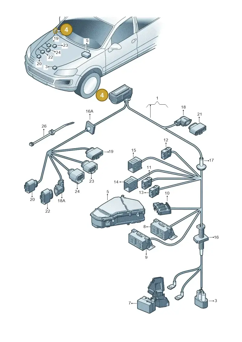 7L0906385A — Volkswagen Touareg (2014-2018) diagram 693971180, position 4