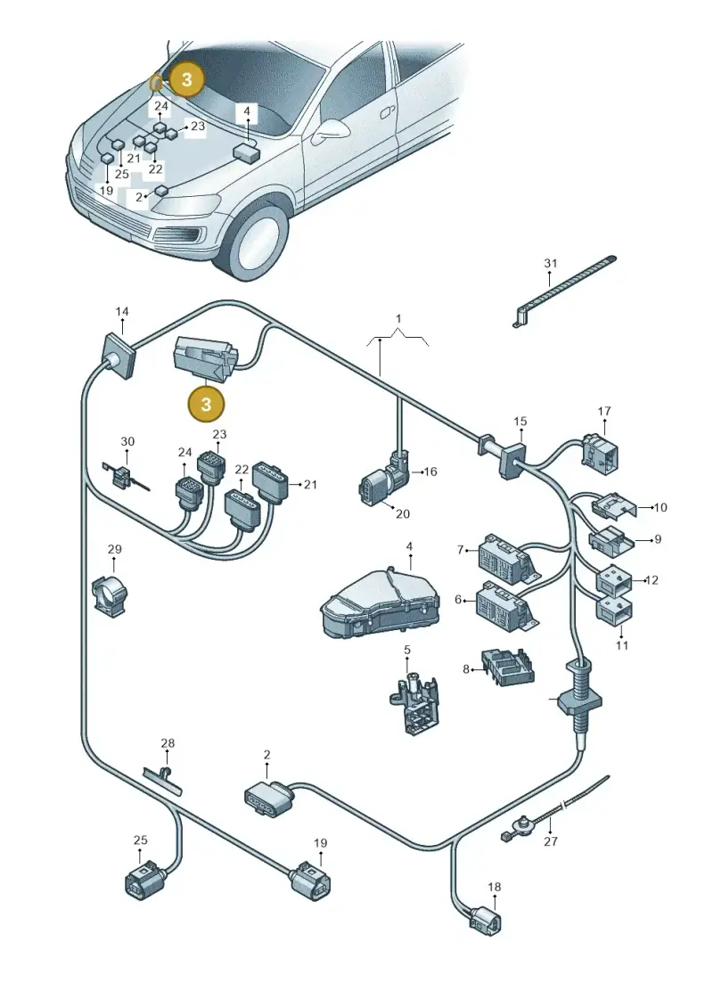 7L0906385A — Volkswagen Touareg (2014-2018) diagram 693971200, position 3