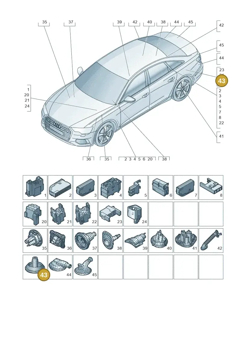 7L0971841D — Audi A6 (2018-2025) diagram 430971810, position 43