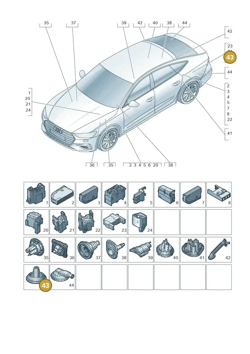 7L0971841D — Audi RS7 Sportback (2019-2025) diagram 435971810, position 43