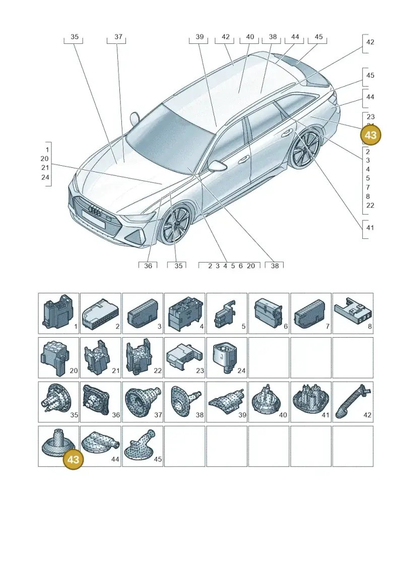7L0971841D — Audi RS6 Avant (2019-2025) diagram 537971810, position 43