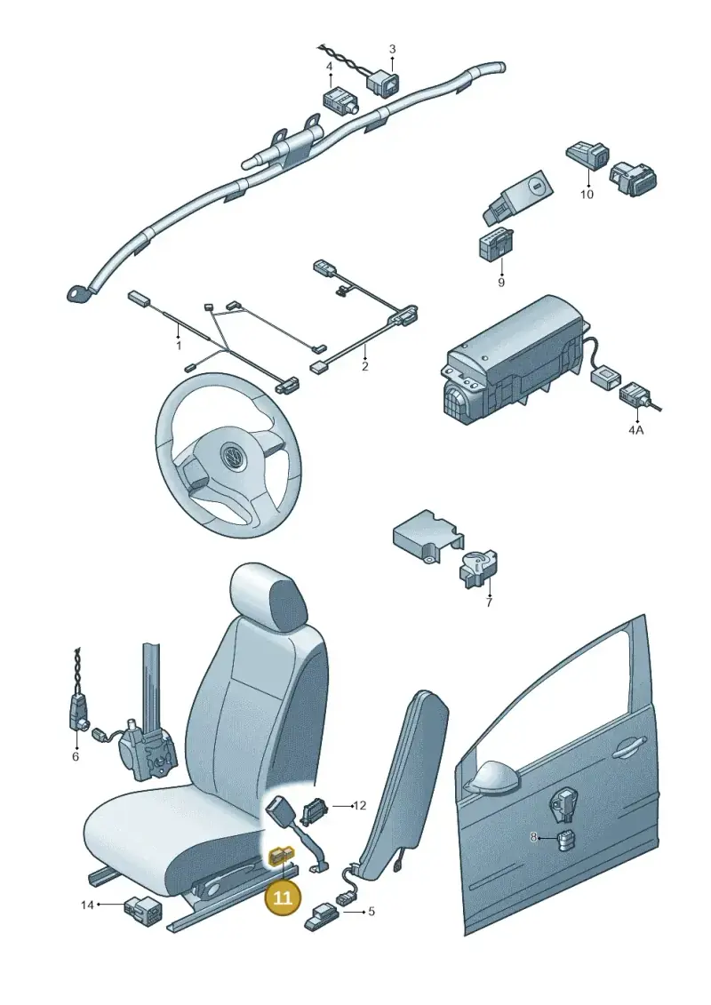 7L0972754 — Volkswagen Phaeton 4motion (2010-2016) diagram 649972250, position 11
