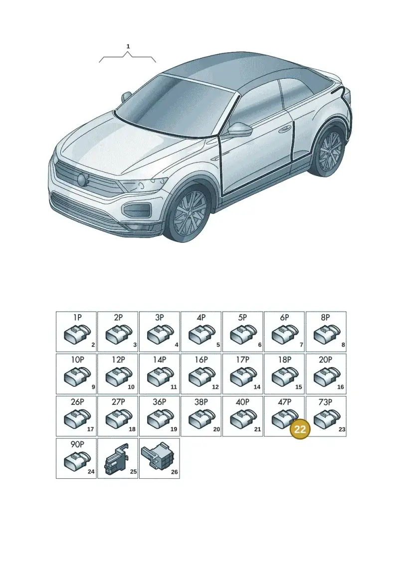 7L0973047 — Volkswagen T-Roc convertible 1.5 (2019-2024) diagram 2gk971081, position 22