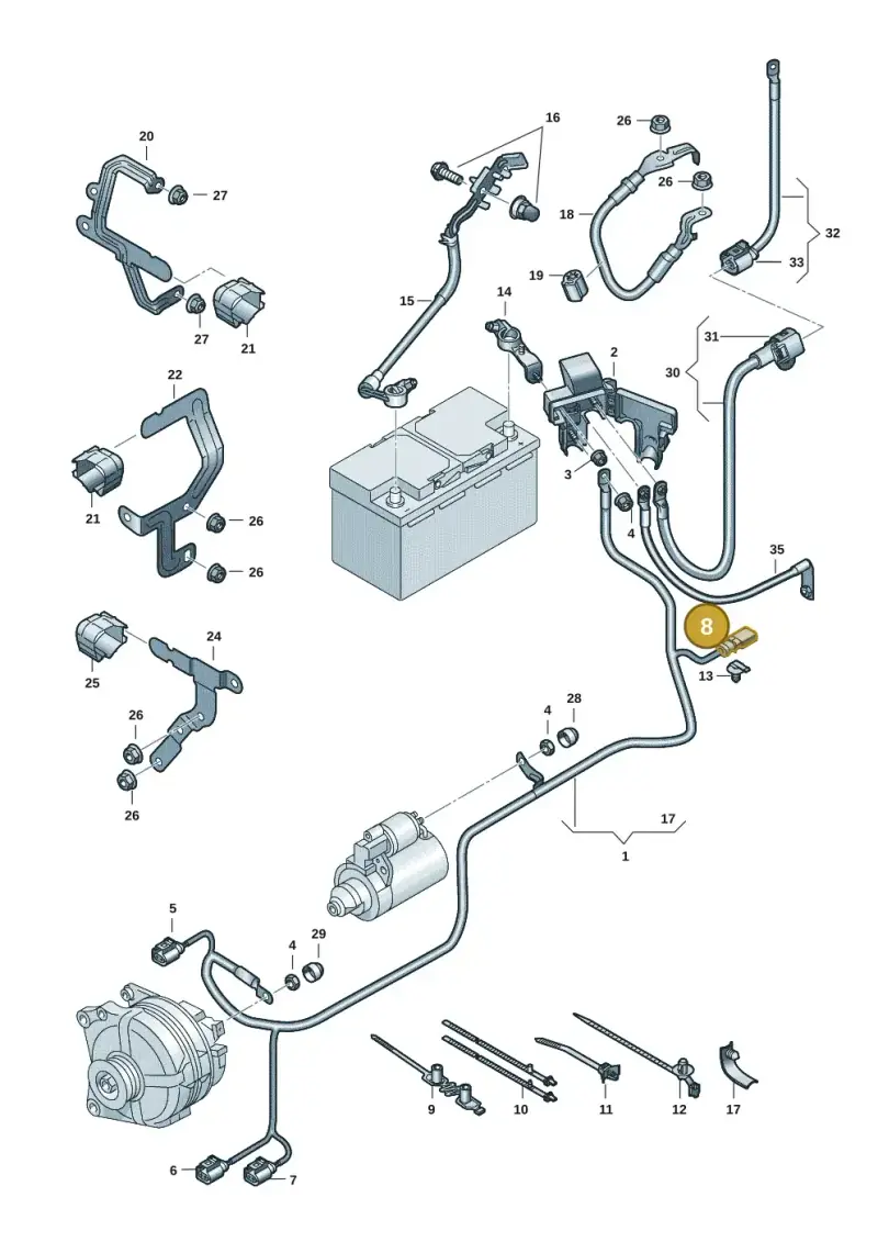 7L0973812 — Volkswagen Golf 2.0 BlueMotion (2019-2024) diagram 5h0971002, position 8